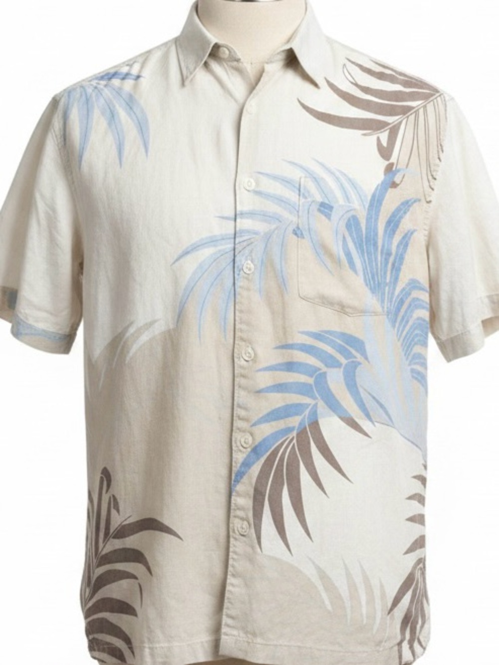 Cubavera Linen Palm Button Up Men’s Shirt Size Large Resort Vacation Travel